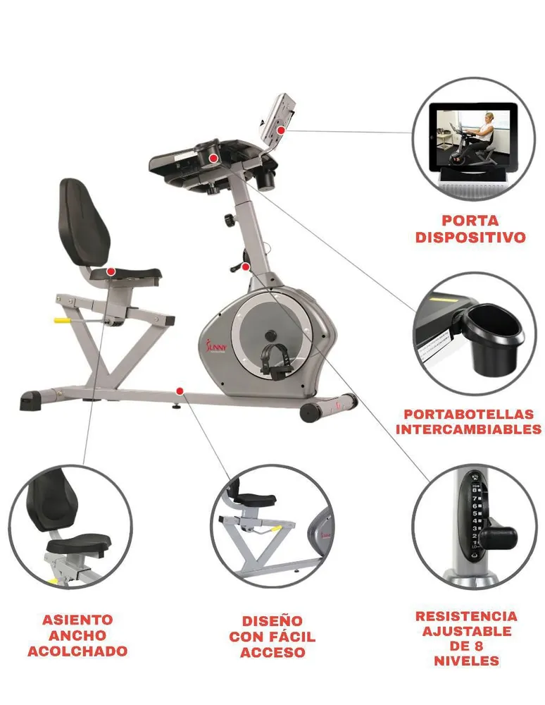 Bicicleta recumbente Sunny Health & Fitness