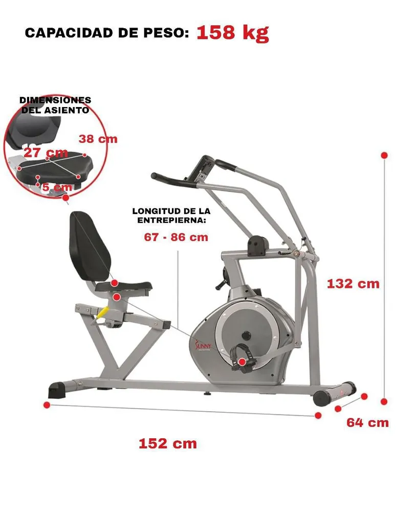 Bicicleta recumbente para fitness Sunny Health & Fitness SF-RB4708