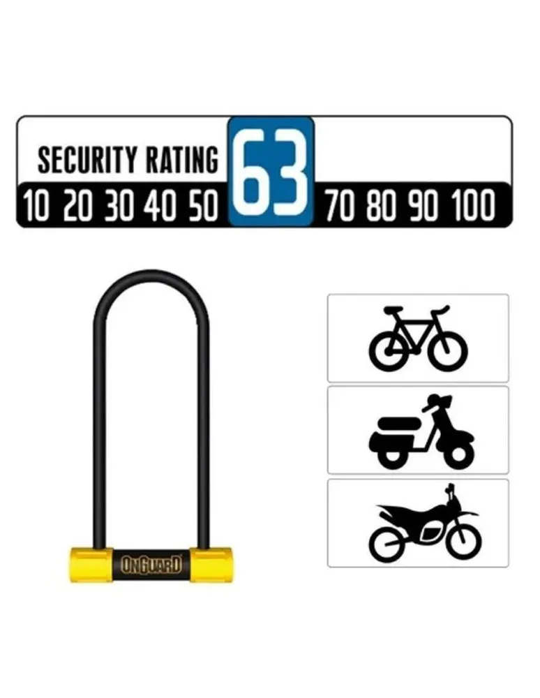 Candado en U Onguard para motocicleta o bici de llave 8014 Bulldog