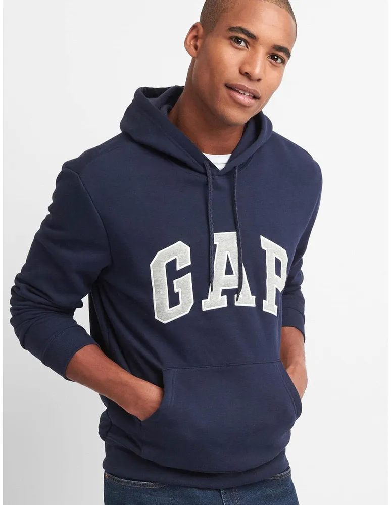 Sudadera con capucha azul con logotipo central para mujer Gap