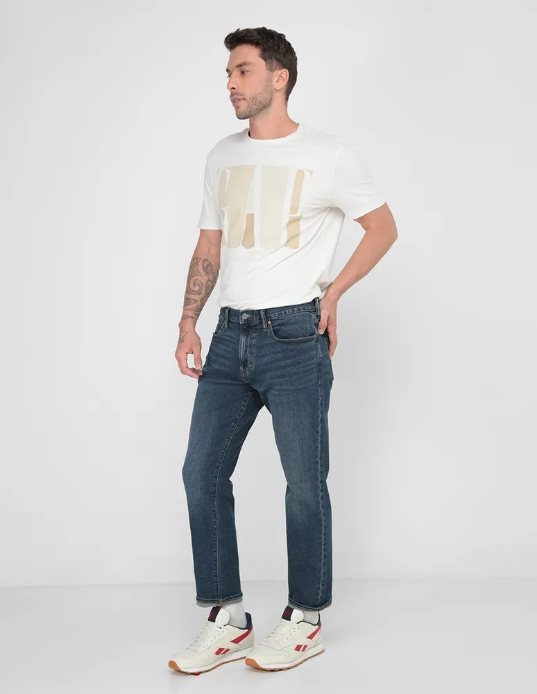 Jeans straight lavado stone wash para hombre