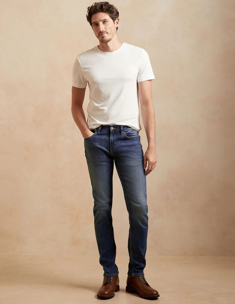 jeans slim lavado obscuro para hombre