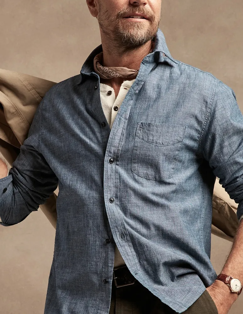 Camisa casual de algodón manga larga para hombre
