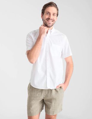 camisa casual banana republic de algodón manga corta para hombre