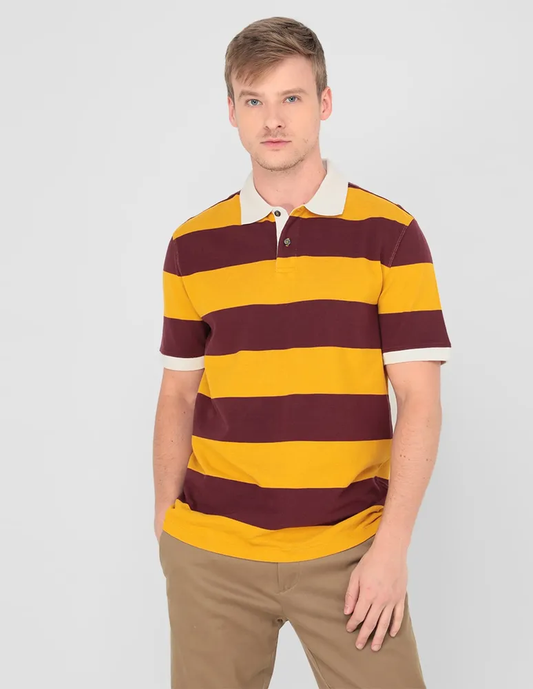 playera tipo polo estampado a rayas para hombre