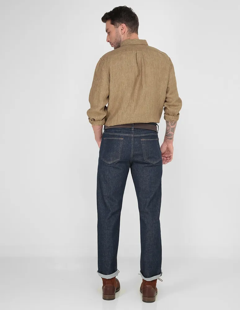 jeans straight lavado obscuro para hombre