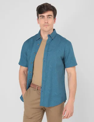 camisa casual de algodón manga corta para hombre