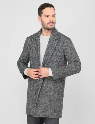 Abrigo Merkabá de lana con bolsillos estampado jaspeado para hombre
