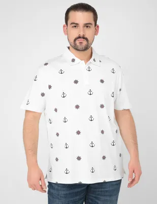 Playera tipo polo JBE estampado nautico para hombre