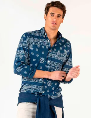 Camisa casual El Ganso de algodón manga larga para hombre