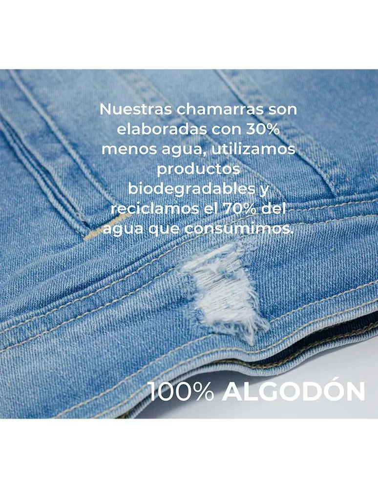 Chamarra Indicum Denim de mezclilla con bolsillos para hombre