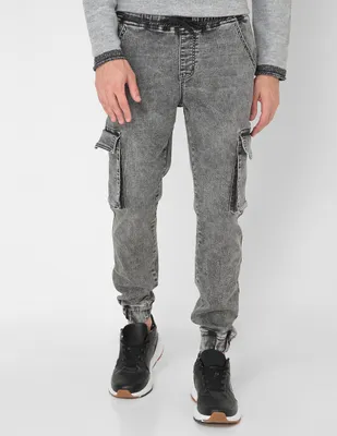 Jogger slim That's It lavado obscuro estampado jaspeado con bolsillos para hombre