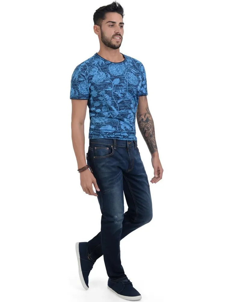 Jeans slim Supply lavado whisker para caballero