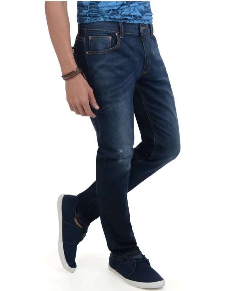 Jeans slim Supply lavado whisker para caballero