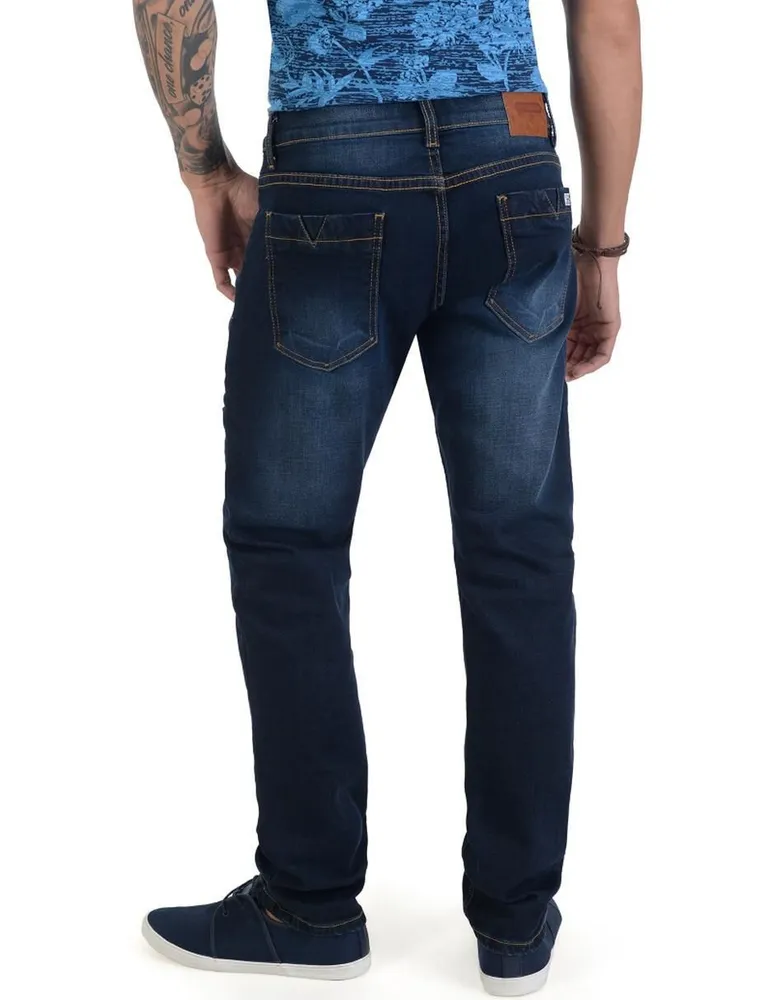 Jeans slim Supply lavado whisker para caballero