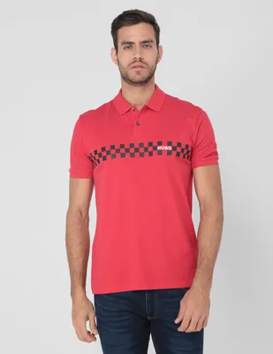 Playera HUGO tipo polo estampada para hombre