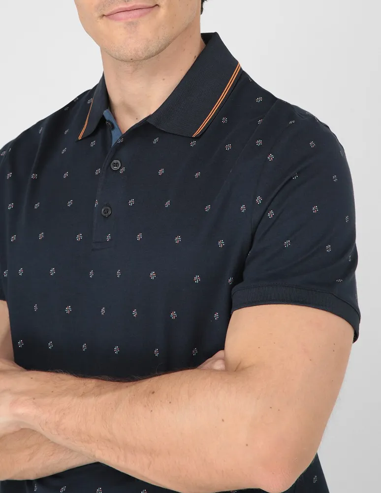 Playera tipo polo Perry Ellis estampada para hombre