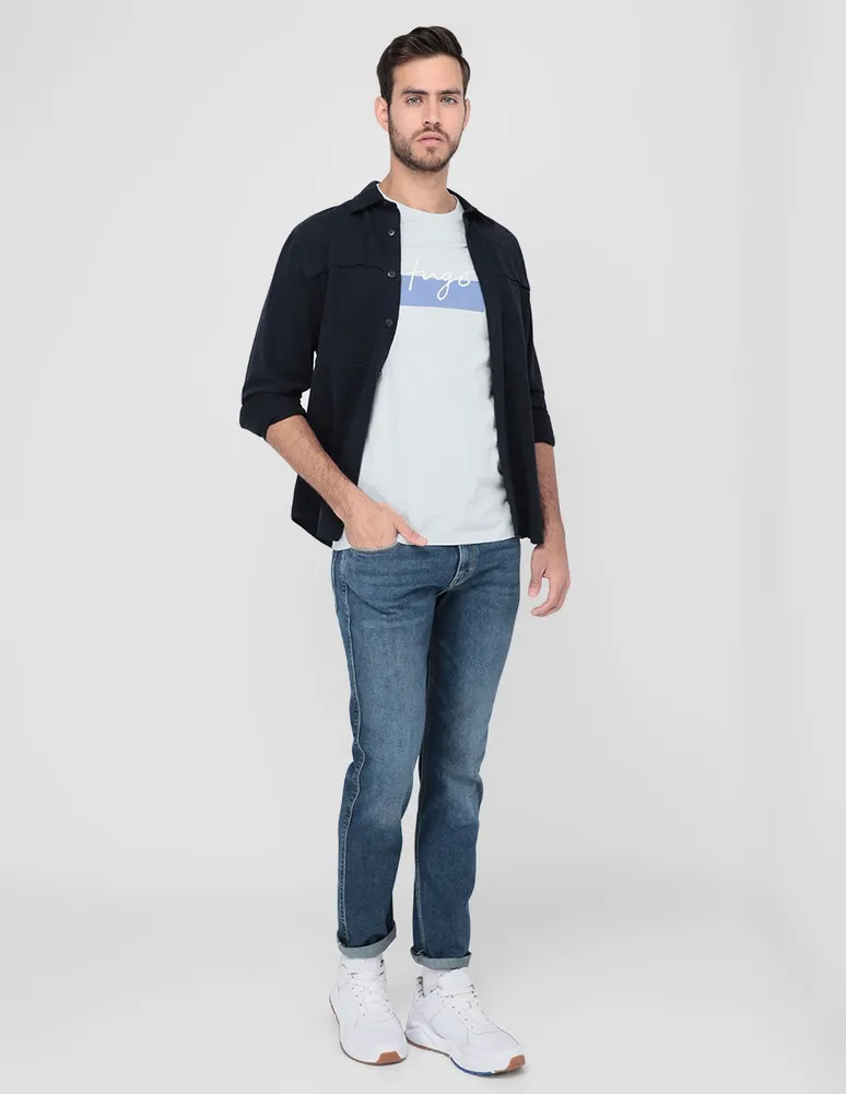 Jeans straight HUGO lavado stone wash para hombre