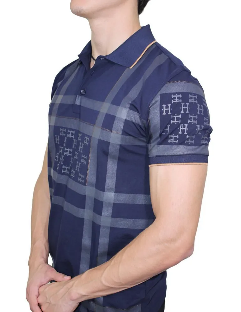 Playera tipo polo Pavini estampado a cuadros para hombre