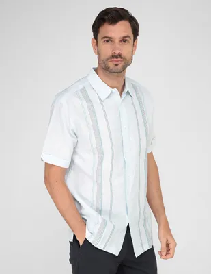 Camisa casual Cubavera de lino manga corta para hombre