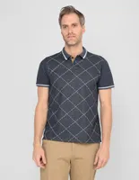 Playera tipo polo JBE estampada para hombre