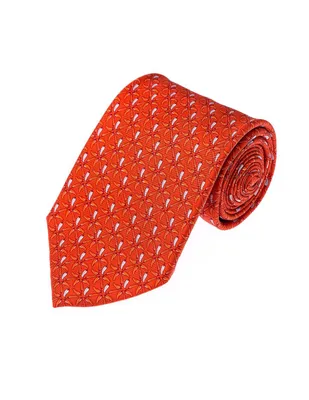 Corbata Pineda Covalin slim seda naranja estampada