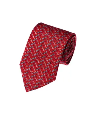 Corbata Pineda Covalin slim seda coral estampada