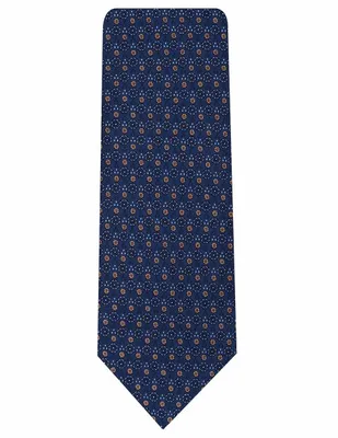 Corbata Pineda Covalin slim seda azul marino con diseño floral