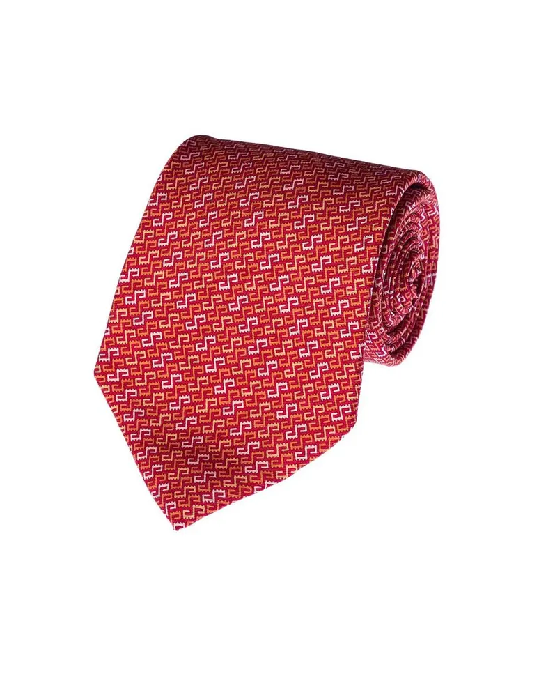 Corbata Pineda Covalin slim seda roja con diseño gráfico