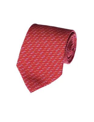 Corbata Pineda Covalin slim seda roja con diseño gráfico