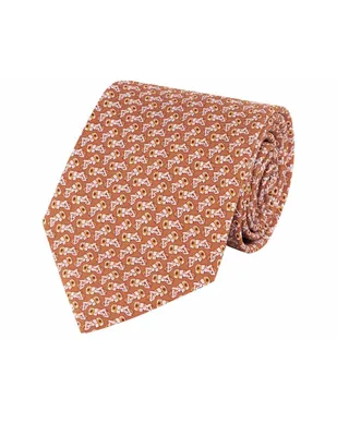 Corbata Pineda Covalin slim seda naranja con diseño gráfico