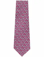 Corbata Pineda Covalin slim seda rosa estampada