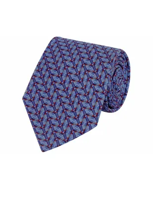 Corbata Pineda Covalin slim seda azul con diseño gráfico