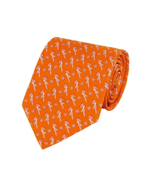 Corbata Pineda Covalin regular seda naranja estampada