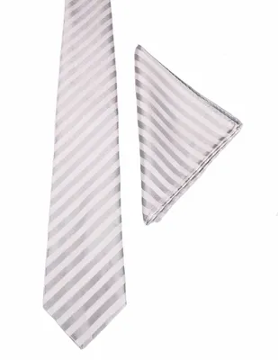 Set de corbata y pañuelo JBE regular de seda a rayas para hombre