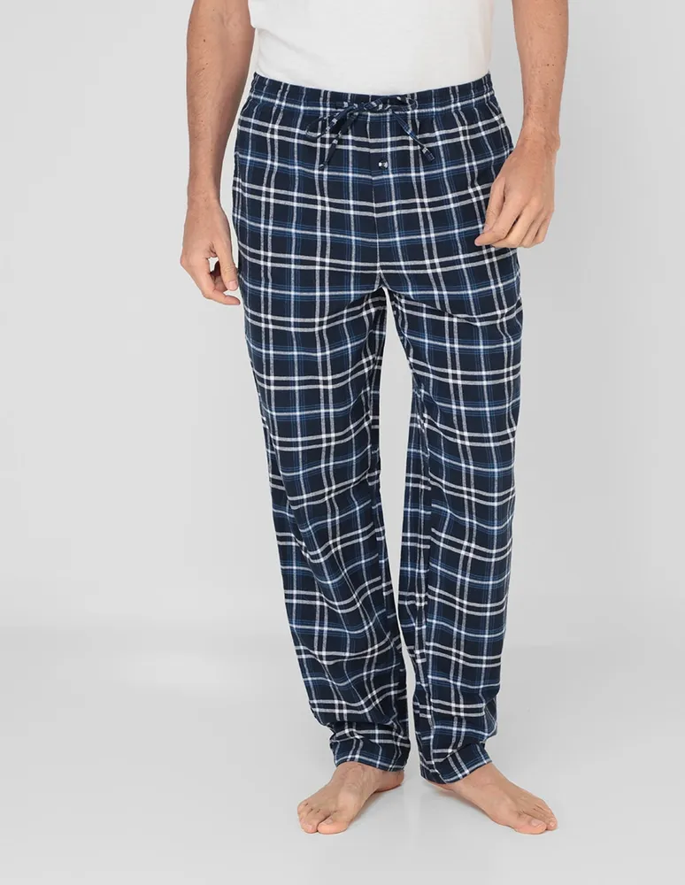 Pantalón de pijama a cuadros azul y blanco para hombre