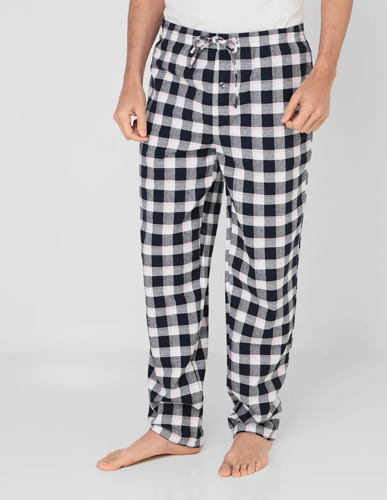 Conjunto pantalón pijama JBE estampado a cuadros de algodón para hombre
