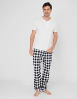 Conjunto pantalón pijama JBE estampado a cuadros de algodón para hombre