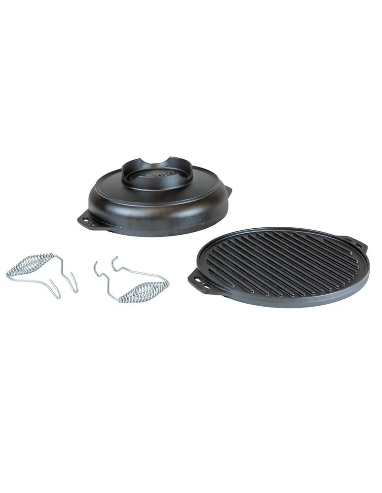 Juego Parrilla/plancha/wok Hierro Fundido 35cm 6l. Lodge Color Negro