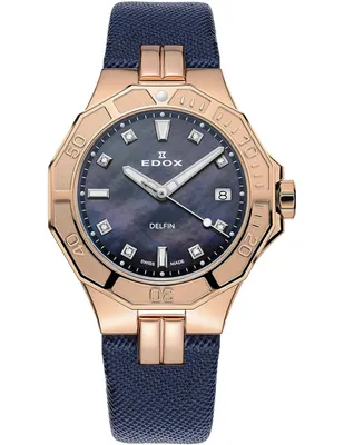 Reloj Edox Delfin Diver Date Lady para mujer 53020 37rc nanr