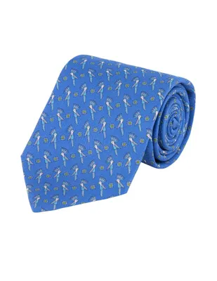 Corbata Pineda Covalin regular seda azul con diseño gráfico