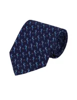 Corbata Pineda Covalin regular seda azul marino con diseño gráfico