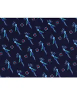 Corbata Pineda Covalin regular seda azul marino con diseño gráfico