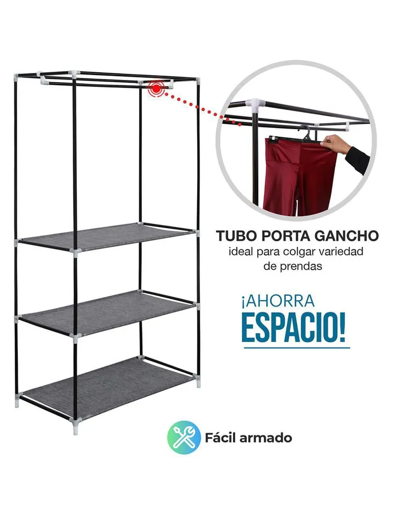 Closet Organizador Portatil Rack & Pack Armable Repisas Mueble Gris