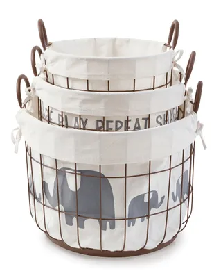 Set de 3 Canastas Mud Pie Safari Wire hueso