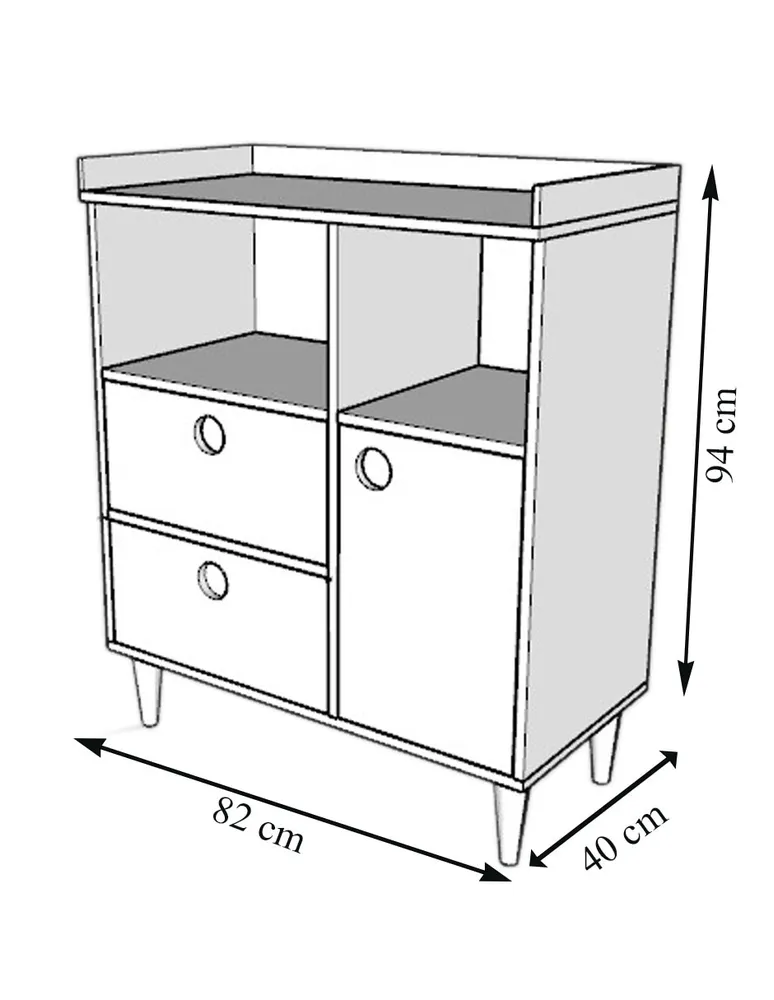 Cómoda con cambiador Wilhem Muebles Caeli de melamina