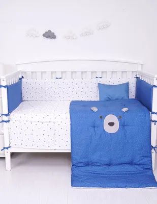 Juego de cuna Mon Caramel Blue Bear para bebé niño 2 piezas