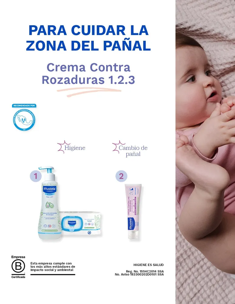 Mustela Crema Contra Rozaduras 1.2.3 Con Óxido De Zinc para Bebés y Niños