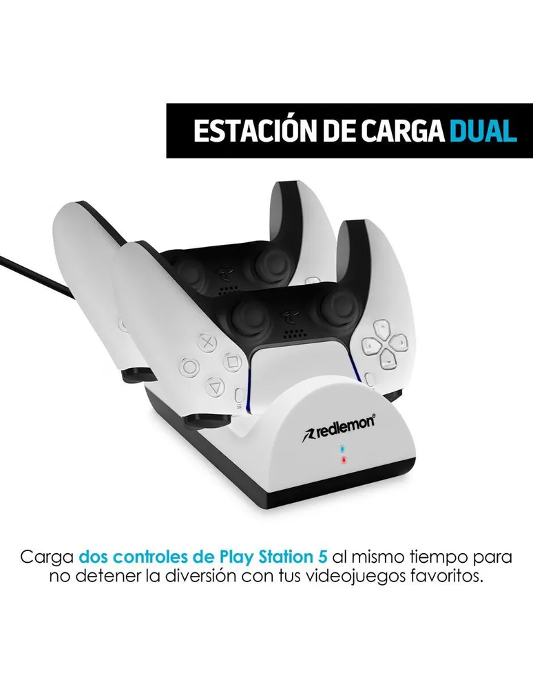 Cargador para Controles de PS5 Dualsense Redlemon Estación de Carga con LED