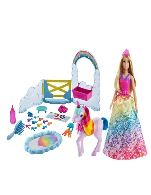 Muñeca fashion Barbie Unicornio Arcoíris Dreamtopia